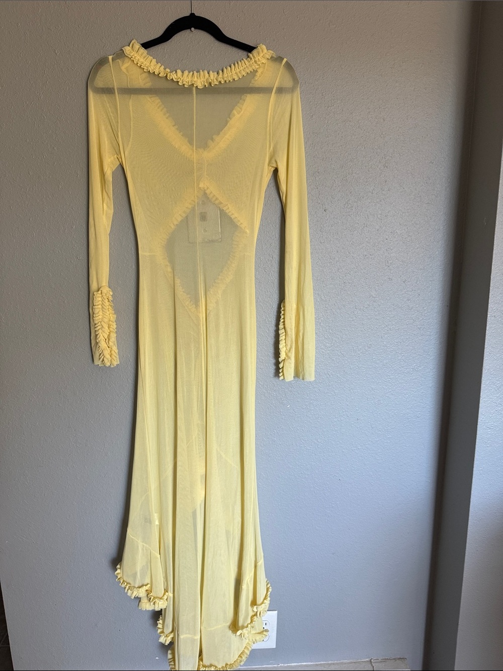 Yellow High-Low Ruffle Trim Maxi Dress - Picture 7 of 7